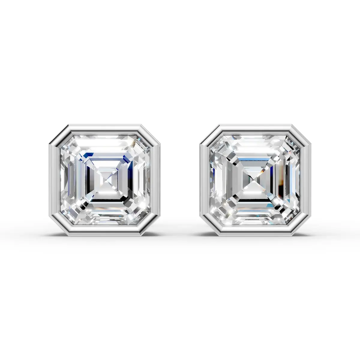 Asscher Cut Bezel Stud Earring
